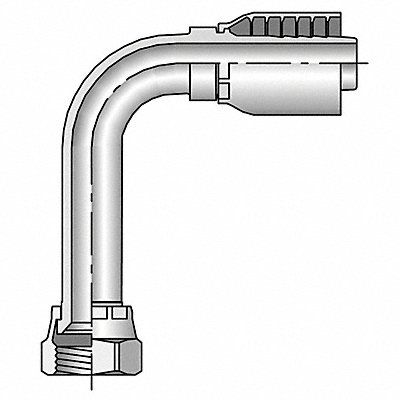 Crimp Fitting 90 deg. 1-1/4 I.D. F JIC