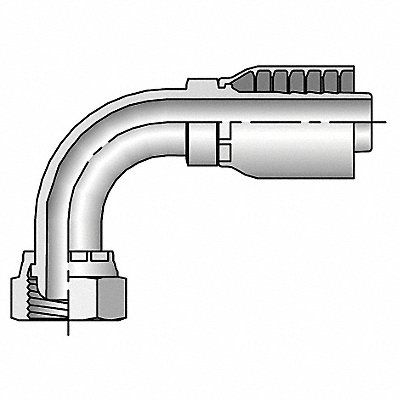 Crimp Fitting 90 deg. 1 I.D. F Metric