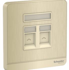 Schneider Avataron 2 Data Sockets Rj45 Cat5E Shuttered Dark Grey