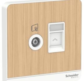 Schneider AvatarOn TV/R/DATA socket RJ45 cat5e Light Wood E8332TVRJS5_LW