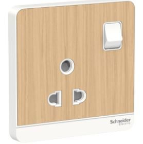 Schneider Avataron Switched Socket 3P 6 A 250 V E8315_6_LW Light Wood