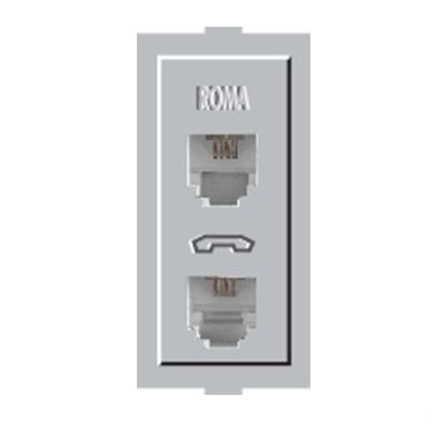 Anchor 34942 S Telephone Jack Double w/o Shutter (Colour Silver, Weight 500gms)