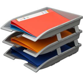 Solo Paper and File Tray Grey 3 Compartments TR 113