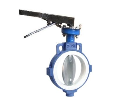 Aira 2.1/2" H& Lever 2 Piece CF8 Body Ptfe Muffler Wafer Type Butterfly Valve With PFA Moulding Disc CF8, PHM